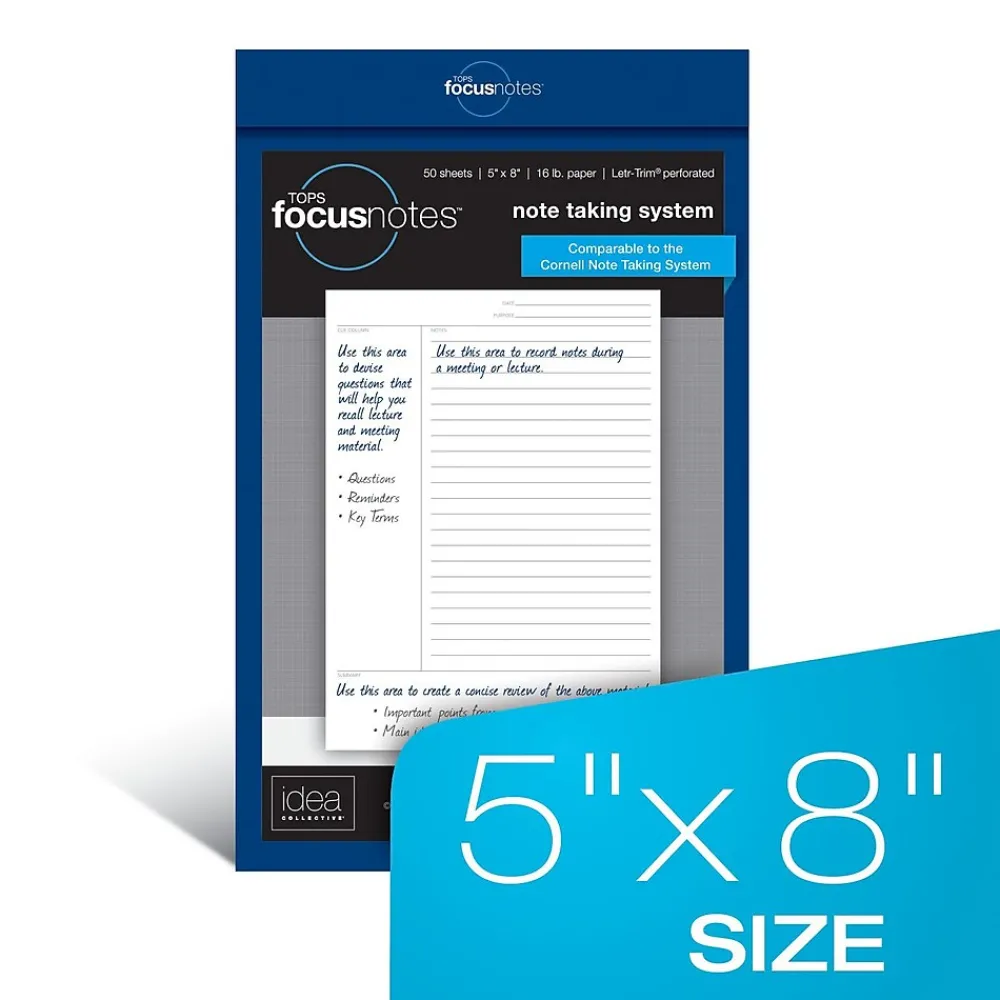 Notepads|TOPS ® FocusNotes® Notepad, 5" x 8", White, 50 Sheets/Pad (77153)