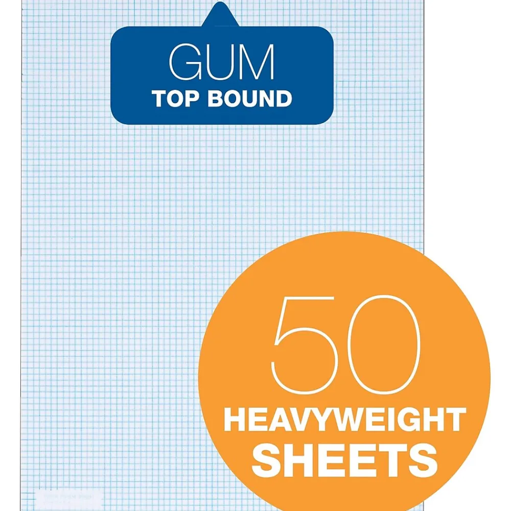 Notepads|TOPS Graph Pad, 8.5" x 11", Quad Ruled, White, 50 Sheets/Pad (33051)