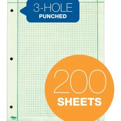 Notepads|TOPS Notepad, 8.5" x 11", Quad, Green, 200 Sheets/Pad (TOP 35502)