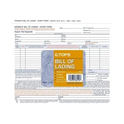 Business Forms*TOPS 3-Part Carbonless Bill of Lading, 8.5"L x 7"W, 50 Sets/Book (3841)