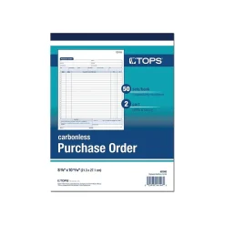 Business Forms*TOPS 2-Part Carbonless Purchase Requisitions, 10.69"L x 8.38"W, 50 Sets/Book (46146)