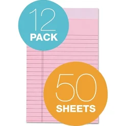 Notepads|TOPS Prism+ Legal Notepads, 5" x 8", Narrow Ruled, Pink, 50 Sheets/Pad, 12 Pads/Pack (63050)