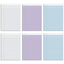 Notepads|TOPS Prism Notepad, 8.5" x 11.75", Wide Ruled, Assorted, 50 Sheets/Pad, 6 Pads/Pack (TOP63116)