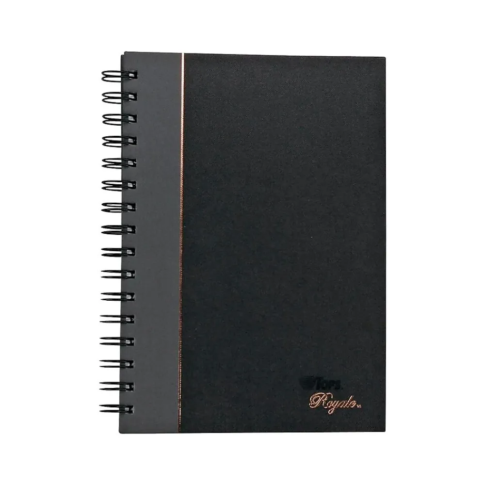 Notebooks|TOPS Royale Professional Notebooks, 5.88" x 8.25", College Ruled, 96 Sheets, Black (25330)