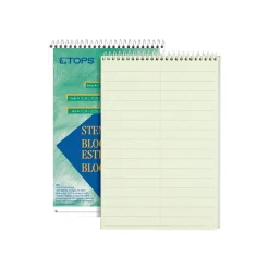Notepads|TOPS Steno Pad, 6" x 9", Gregg Ruled, Green tint, 60 Sheets/Pad (TOP 8001)