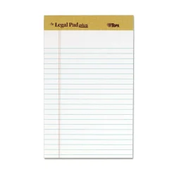 Notepads|TOPS ® The Legal Pad™ Plus, White, Jr Legal Ruled, 5" x 8", 50 Sheets/Pad, 1 Dozen Pads (71500)
