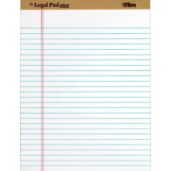 Notepads|TOPS The Legal Pad Plus Writing Pads, 8-1/2" x 11-3/4", Legal Ruled, White, 50 Sheets/Pad, 12 Pads/Pack (71533)