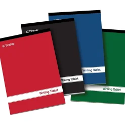 Notepads|TOPS Writing Tablets, 6" x 9", Narrow Ruled, Assorted Colors, 100 Sheets/Pad, 4 Pads/Pack (E80228)