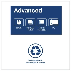 Advanced Bath Tissue, Septic Safe, 2-Ply, White, 550 Sheets/Roll, 80 Rolls/Carton (TRKTM6184)<Tork Best