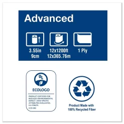 Advanced Jumbo Bath Tissue, Septic Safe, 1-Ply, White, 3.48