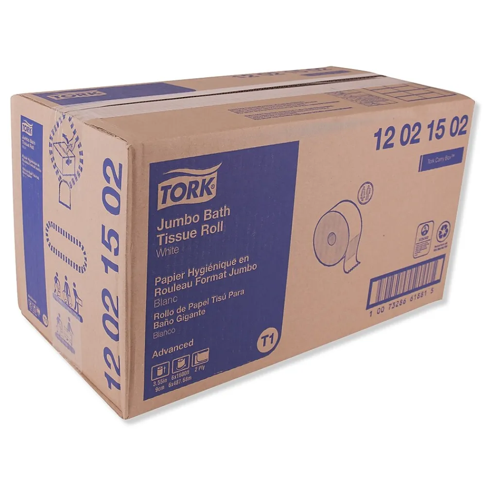 Advanced Jumbo Bath Tissue, Septic Safe, 2-Ply, White, 1600 ft/Roll, 6 Rolls/Carton (TRK12021502)<Tork New