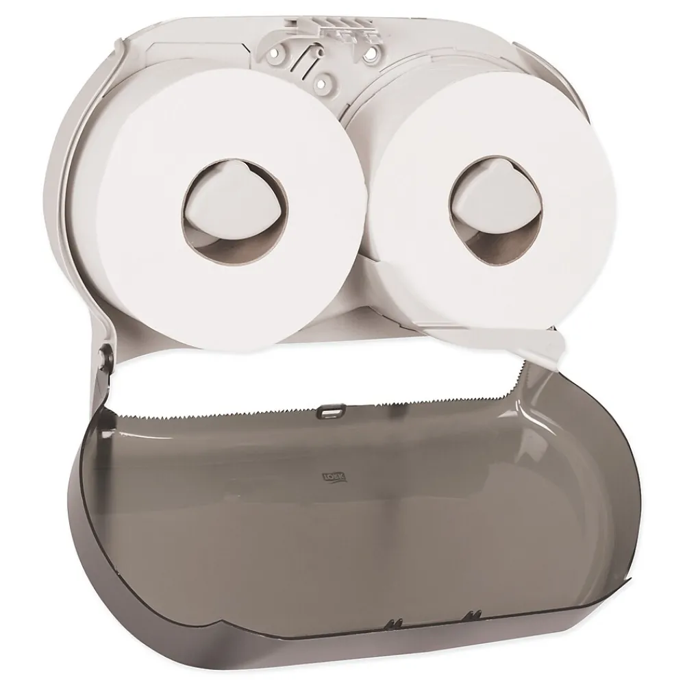 ® Twin Jumbo Roll Bath Tissue Dispenser, 19.29 x 5.51 x 11.83, Smoke/Gray<Tork Hot