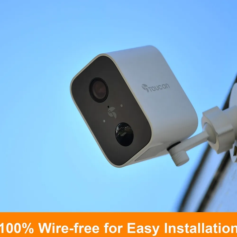 Toucan Scout Wireless Outdoor Smart Battery Operated Security Camera Wi-Fi Night Vision 2-Way Talk Live View, White (TNTWSC01WU)