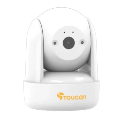 Toucan Seek Wireless Indoor Smart Plug-In Pan and Tilt Security Camera Wi-Fi Night Vision 2-Way Talk Live View, White