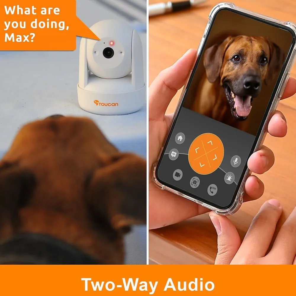 Toucan Seek Wireless Indoor Smart Plug-In Pan and Tilt Security Camera Wi-Fi Night Vision 2-Way Talk Live View, White