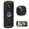 Toucan V3 Wireless Battery Operated Video Doorbell, Chime, Night Vision, Wi-Fi, IP56 Weather Resistant, Black