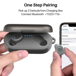 T10S Wireless Earbuds, Bluetooth, Gray (T10SGRY)<TOZO Best