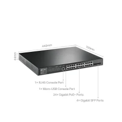 Outlet TP-LINK JetStream 24-Port Gigabit Ethernet PoE+ Managed Switch, Black (TL-SG3428MP)