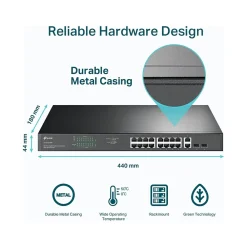 Clearance TP-LINK 18-Port Gigabit Ethernet PoE Unmanaged Switch, Black (TL-SG1218MP)