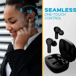 WX8 True Wireless IPX8 Waterproof Earbuds, Bluetooth, Black<Treblab