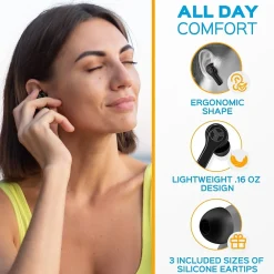 WX8 True Wireless IPX8 Waterproof Earbuds, Bluetooth, Black<Treblab