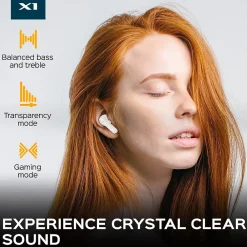 X1-W True Wireless Earbuds, IPX4 Waterproof, Bluetooth, White<Treblab Online