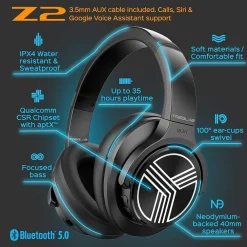 Clearance Treblab Z2-B Over Ear Workout Headphones with Microphone