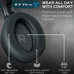 Z7-PRO Wireless Hybrid Active Noise Canceling Headphones, Bluetooth, Black<Treblab Clearance