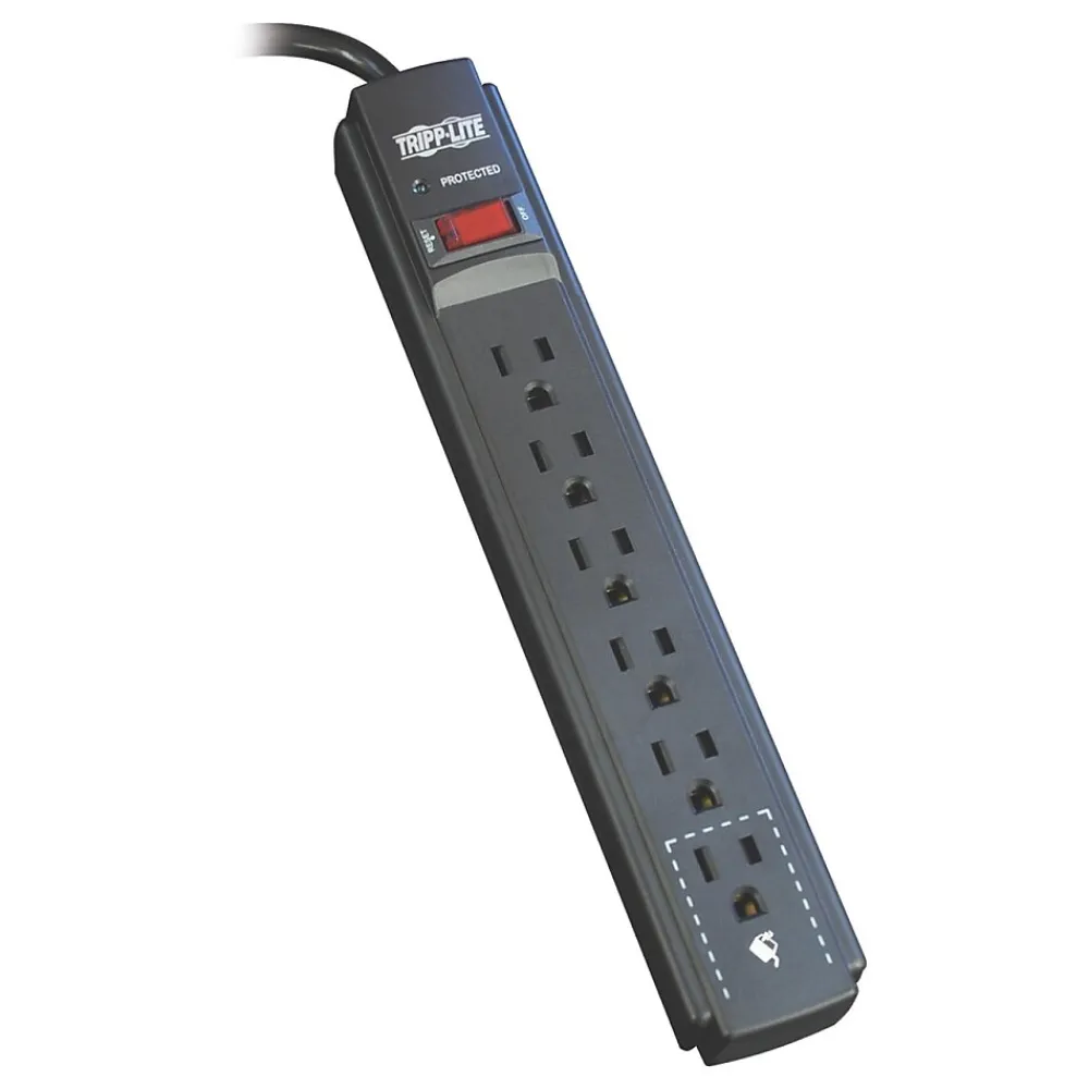 Tripp Lite 6-Outlet Surge Protector Power Strip, 15 ft. Cord, 790 Joules, Black Housing