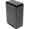 Tripp Lite Protect It! 6-Outlet Side-Load Surge Protector Wall Tap with 2 USB Charging Ports, Black, (TLP6SLUSBB)