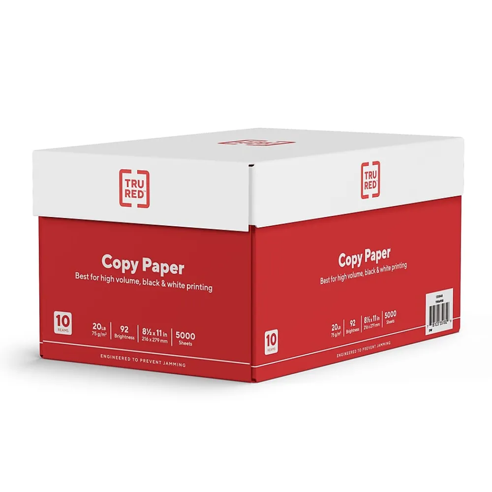 Copy Paper*TRU RED ™ 8.5" x 11" Copy Paper, 20 lbs., 92 Brightness, 500 Sheets/Ream, 10 Reams/Carton (TR56958)