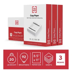 Copy Paper*TRU RED ™ 8.5" x 11" Copy Paper, 20 lbs., 92 Brightness, 500 Sheets/Ream, 3 Reams/Carton (TR56959)