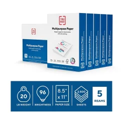 Multipurpose Paper*TRU RED ™ 8.5" x 11" Multipurpose Paper, 20 lbs., 96 Brightness, 500 Sheets/Ream, 5 Reams/Carton (TR56963)
