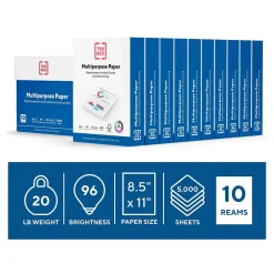 Multipurpose Paper*TRU RED ™ 8.5" x 11" Multipurpose Paper, 20 lbs., 96 Brightness, 500 Sheets/Ream, 10 Reams/Carton (TR56962)