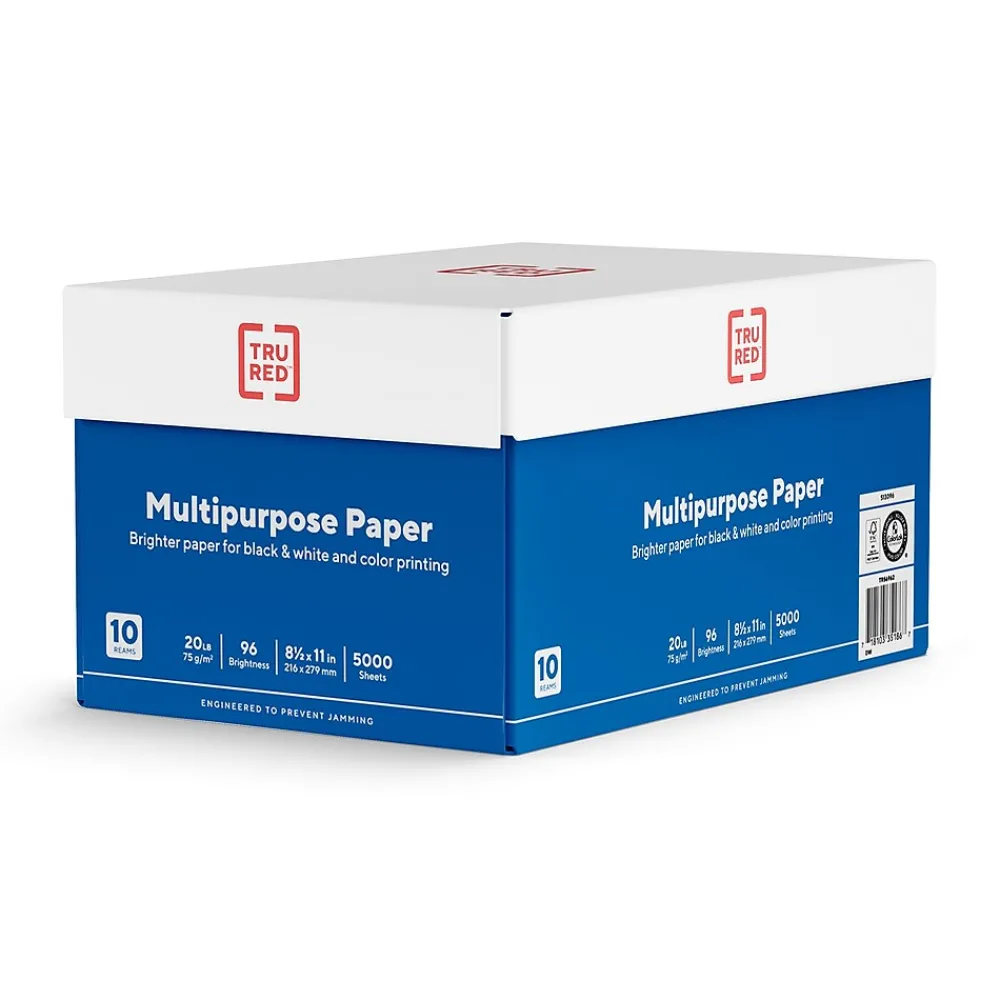 Multipurpose Paper*TRU RED ™ 8.5" x 11" Multipurpose Paper, 20 lbs., 96 Brightness, 500 Sheets/Ream, 10 Reams/Carton (TR56962)