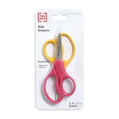 Scissors|TRU RED ™ Junior 5" Kids Pointed Tip Stainless Steel Scissors, Straight Handle, Right & Left Handed, 2/Pack (TR55053)
