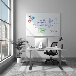 Dry Erase*TRU RED ™ Magnetic Tempered Glass Dry Erase Board, White, 6' x 4' (TR61197)