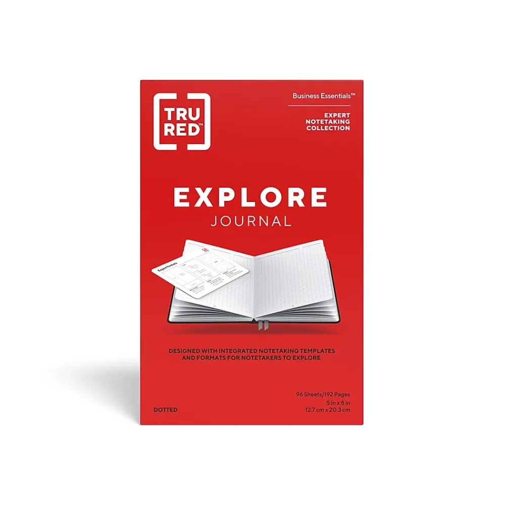 Journals|TRU RED ™ Medium Explore Journal, Dotted, Black (TR58428)