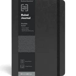 Journals|TRU RED ™ Medium Flexible Cover Ruled Journal, Black (TR54777)