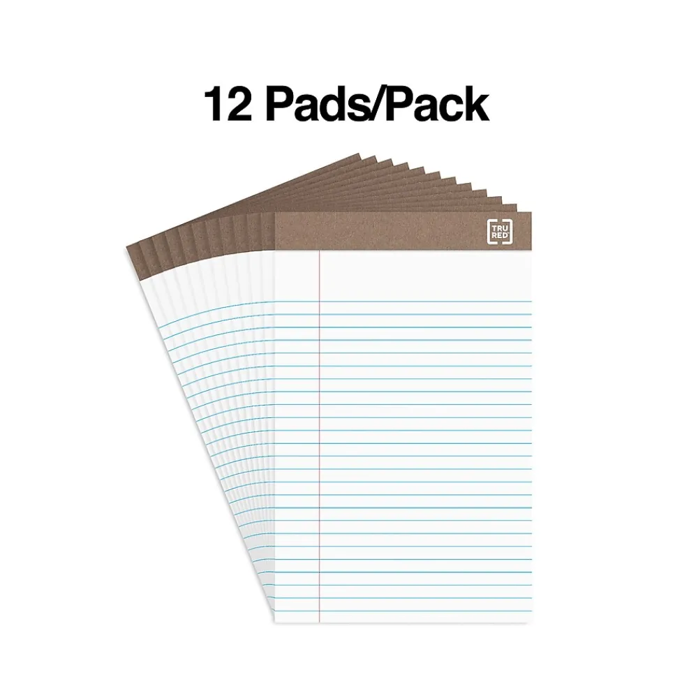 Notepads|TRU RED ™ Notepad, 5" x 8", Narrow Ruled, , 50 Sheets/Pad, Dozen Pads/Pack (TR58181) White