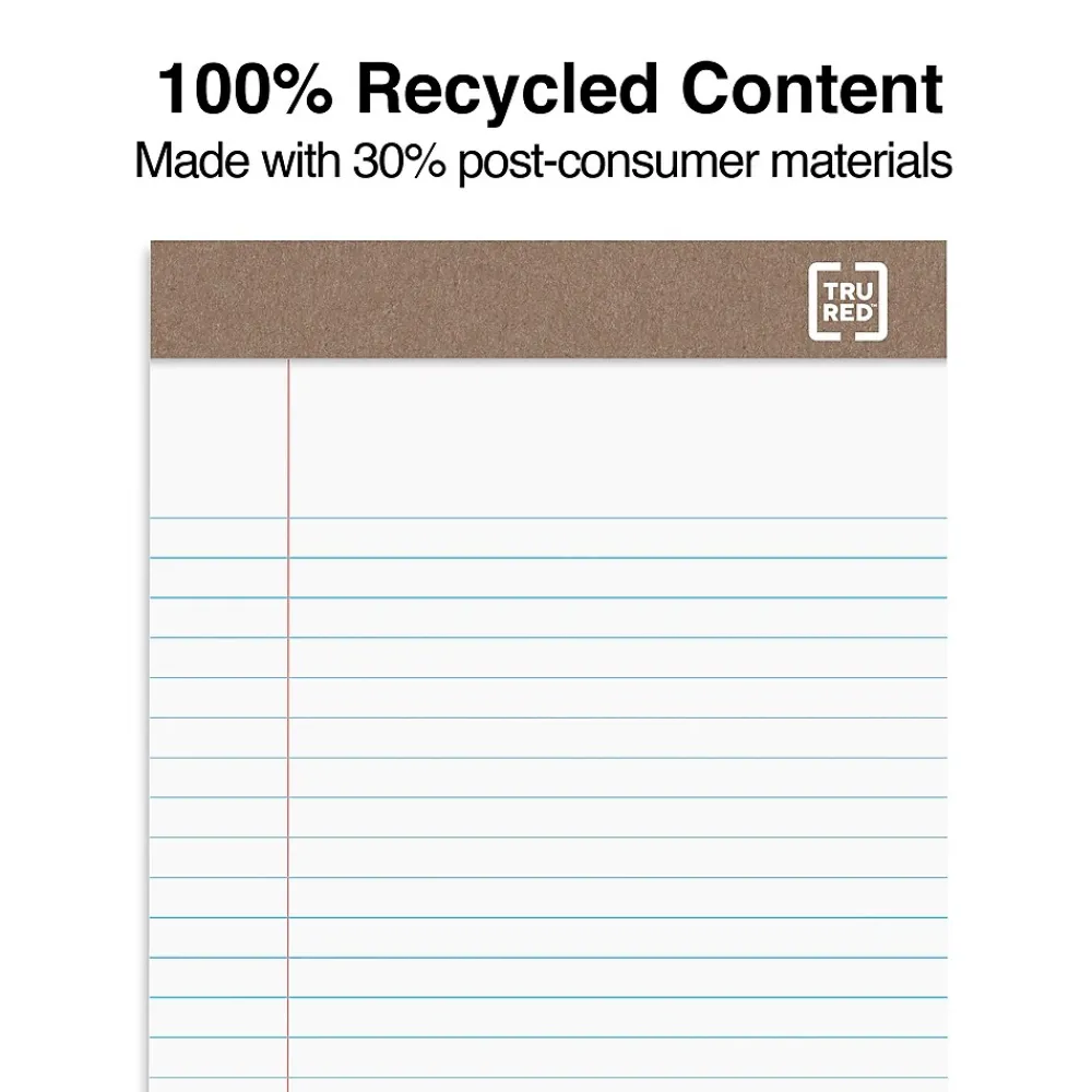 Notepads|TRU RED ™ Notepad, 5" x 8", Narrow Ruled, , 50 Sheets/Pad, Dozen Pads/Pack (TR58181) White