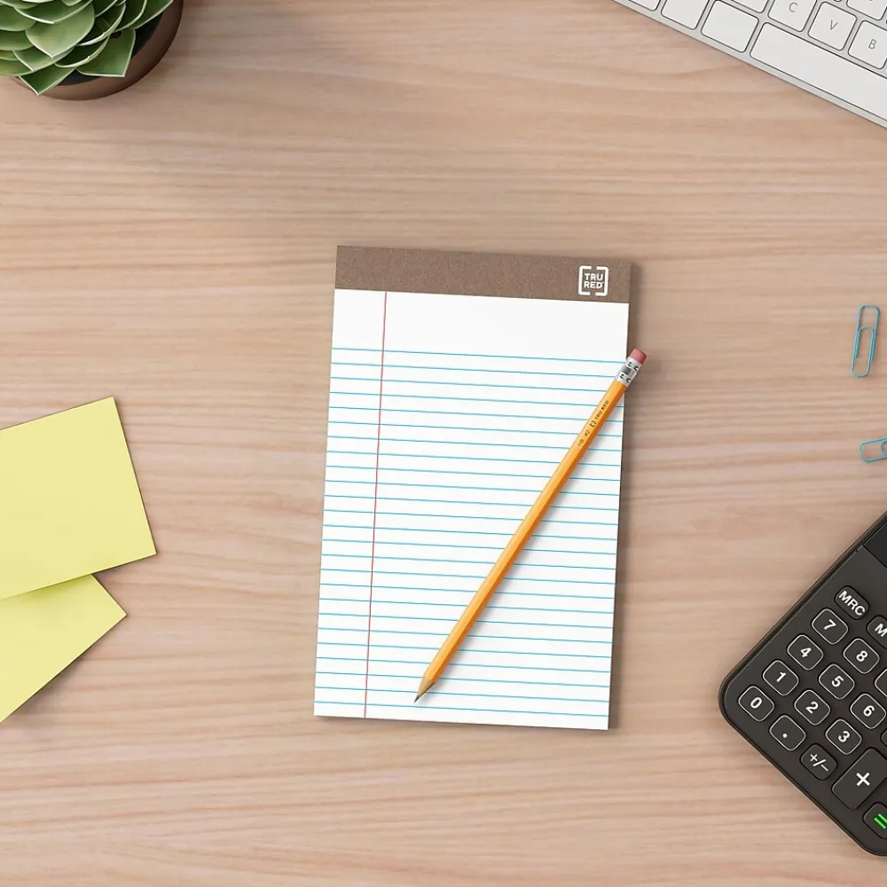 Notepads|TRU RED ™ Notepad, 5" x 8", Narrow Ruled, , 50 Sheets/Pad, Dozen Pads/Pack (TR58181) White