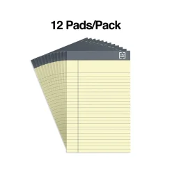 Notepads|TRU RED ™ Notepads, 5" x 8", Narrow Ruled, Canary, 50 Sheets/Pad, 12 Pads/Pack (TR57359)