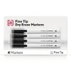 Markers|TRU RED ™ Pen Dry Erase Markers, Fine Tip, Black, 4/Pack (TR61460/TR54560)