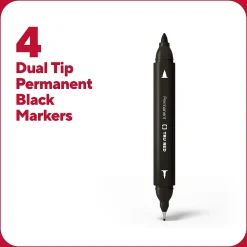 Markers|TRU RED ™ Pen Permanent Markers, Twin Tip, , 4/Pack (TR57829) Black