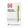 Highlighters|TRU RED ™ Pocket Stick Highlighter with Grip, Chisel Tip, Yellow, 36/Pack (TR54582)