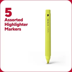Highlighters|TRU RED ™ Pocket Stick Highlighter with Grip, Chisel Tip, Assorted, 5/Pack (TR54584)