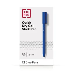 Pens|TRU RED ™ Quick Dry Gel Pens, Fine Point, 0.5mm, , Dozen (TR54472) Blue