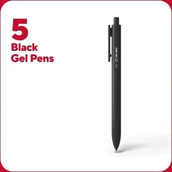 Pens|TRU RED ™ Retractable Quick Dry Gel Pen, Extra Fine Point, 0.38mm, Black, 5/Pack (TR56951)