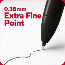 Pens|TRU RED ™ Retractable Quick Dry Gel Pen, Extra Fine Point, 0.38mm, Black, 5/Pack (TR56951)